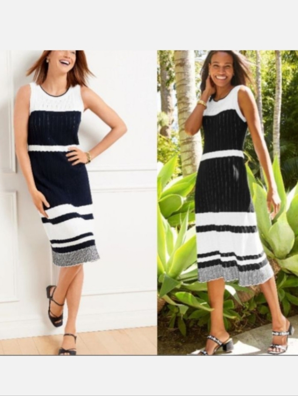 Talbots Pointelle Stitch Stripe Sheath Dress
